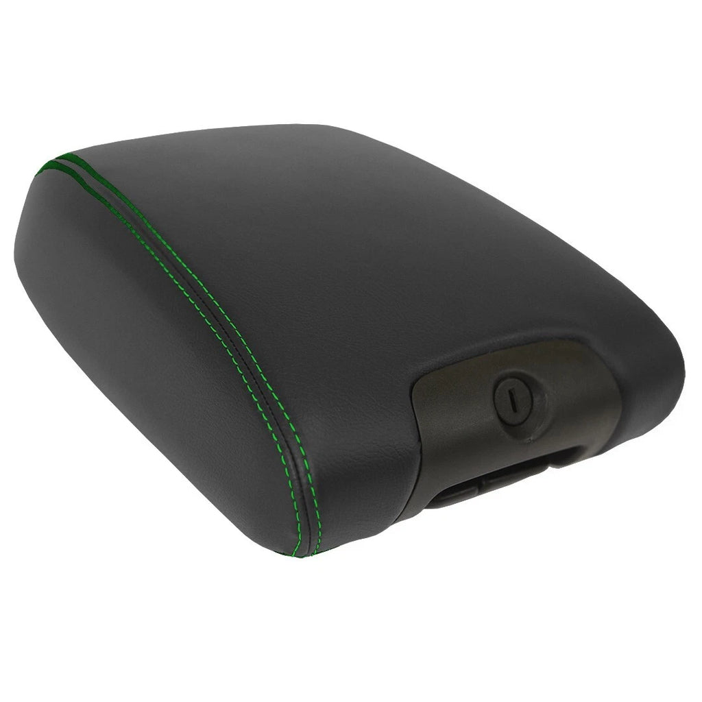 Leather Console Armrest Cover for Jeep Wrangler (2011–2017) Green Stitch