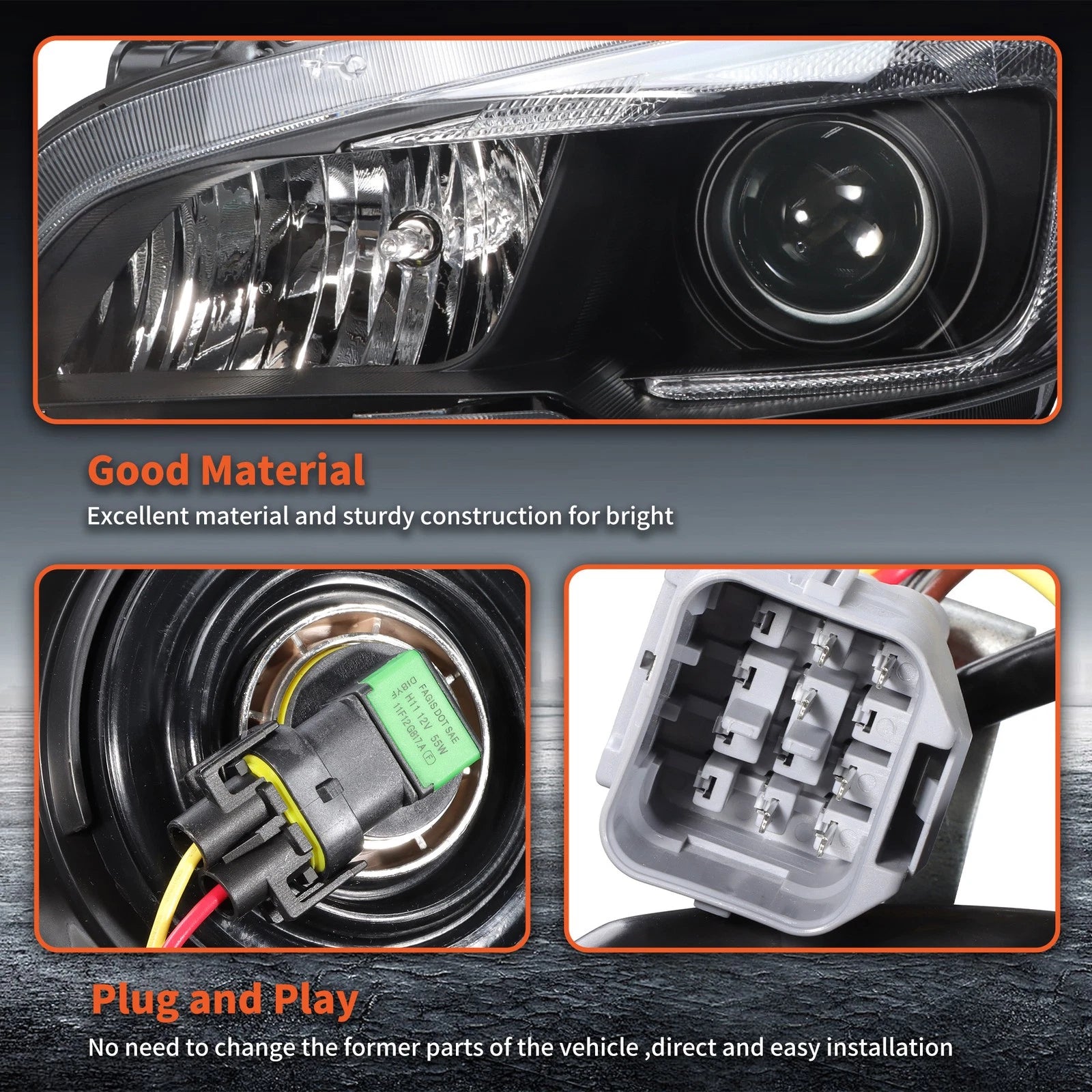 Headlight Assembly for Subaru WRX (2015–2021) Left + Right Halogen Black