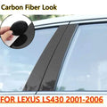 6PCS / Carbon Fiber Window Door Trim Pillar Posts Cover for LEXUS LS430 (2001–2006)
