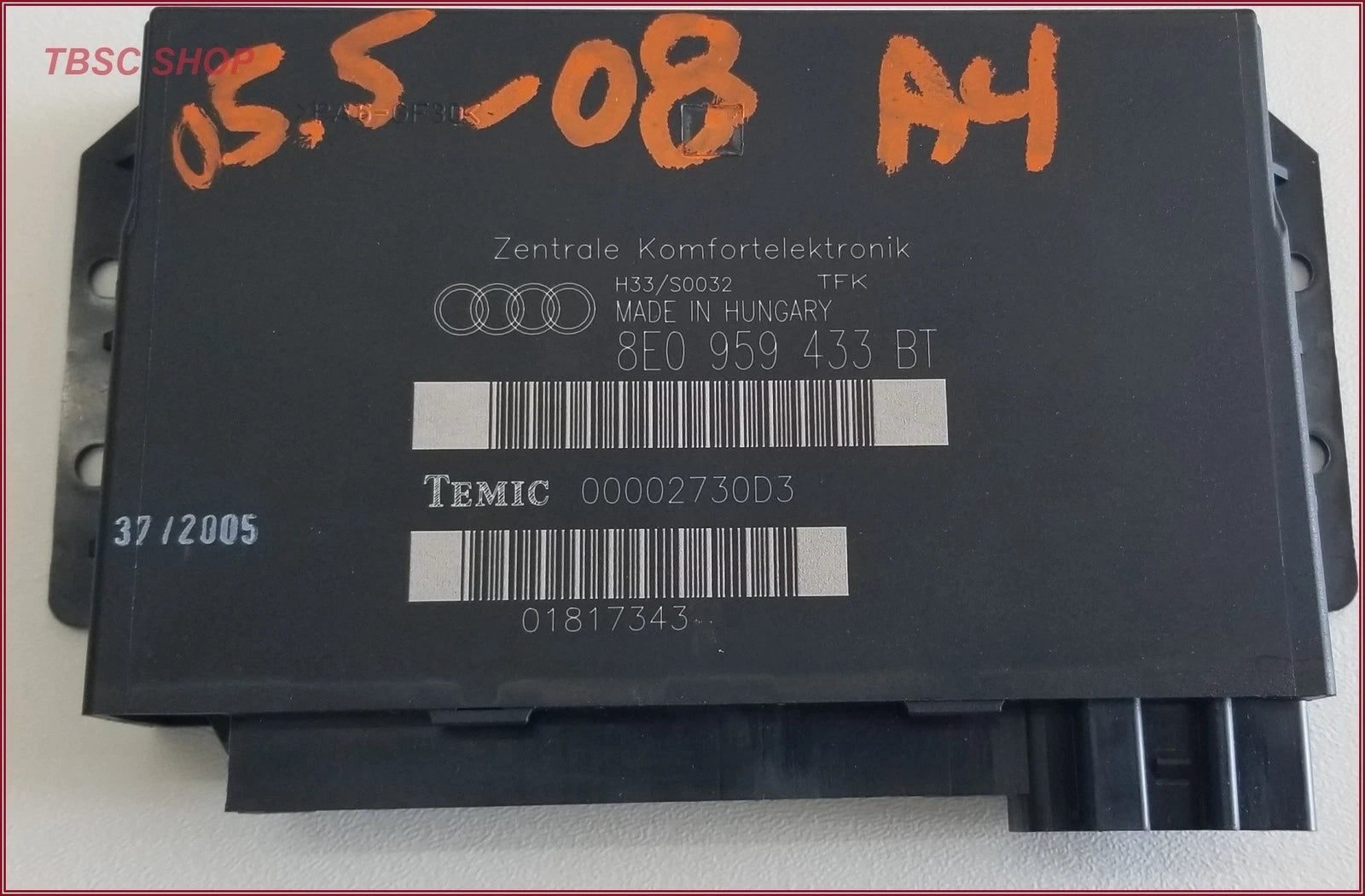 Body Comfort Control Module BCM 8E0959433BT for Audi A4 S4 (2005–2008)