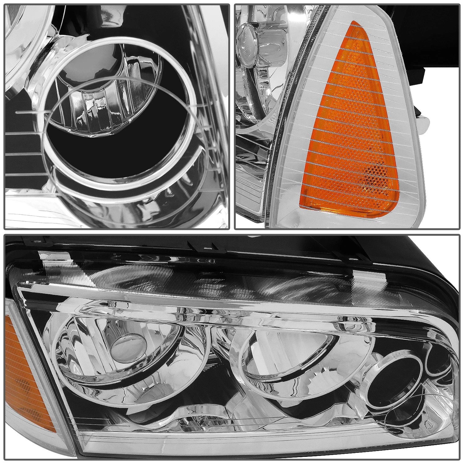 Chrome/Amber Signal Turn Signal Headlights for Dodge Charger (2006–2010)