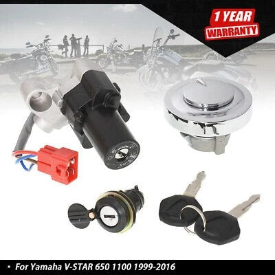 Ignition Switch Fuel Cap Seat Lock Keys for Yamaha V-STAR 650 1100 (1999â2016)