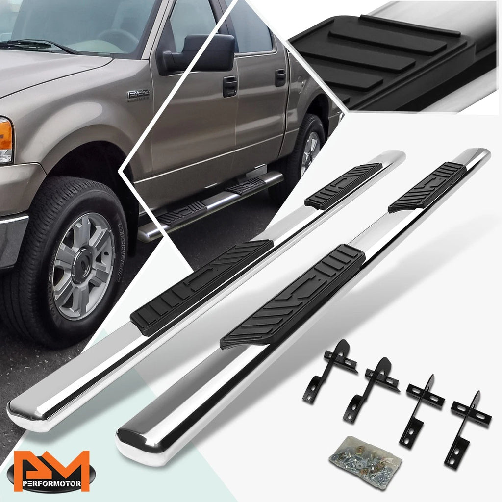 Set of 2 Oval 5" Side Step Nerf Bars for Ford F150 SuperCrew (2004–2008) Chrome