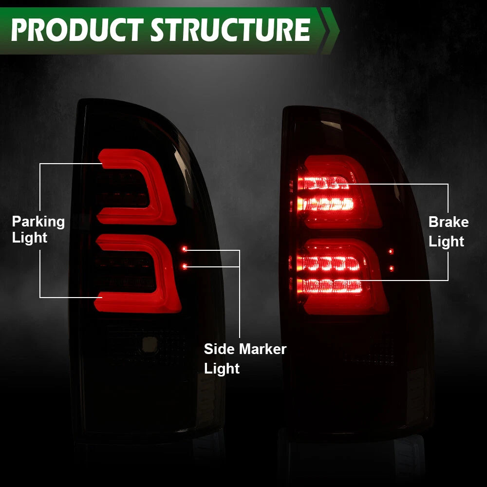Red LED Tube Tail Lights for Toyota Tacoma (2005–2015)
