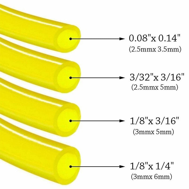 Set of 4 Yellow Fuel Line Hose for Trimmer Chainsaw Blower