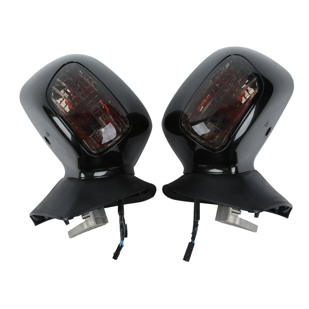 Black Rearview Mirrors with Smoke Signal Lens for Honda Goldwing GL1800 (2001–2017)