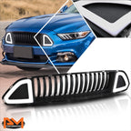 Vertical Fence Front Bumper Grille w/Triangle LED Light for Ford Mustang (2015–2017)