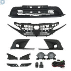 Set of 2 Black Upper & Lower Grills with Fog Lights for Honda Civic (2022–2023)