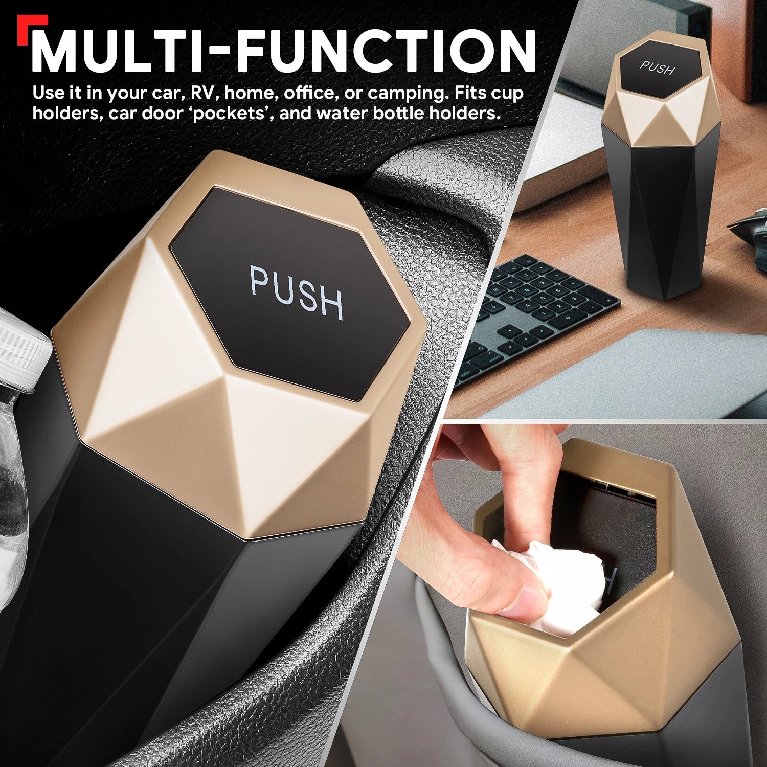 Mini Litter Rubbish Bin Holder for Auto Car (Universal Fit)