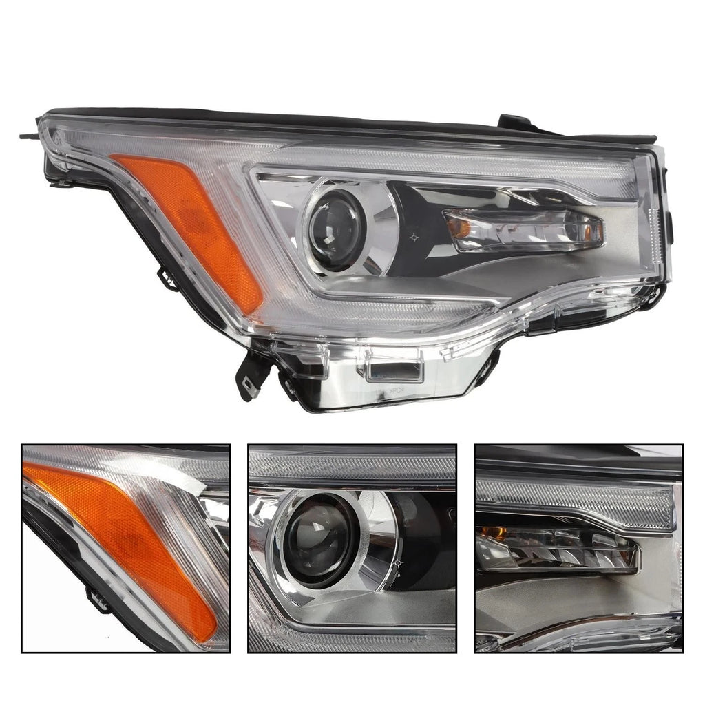 Halogen Headlight w/LED DRL Chrome for GMC Acadia (2017–2019) Right Passenger Side