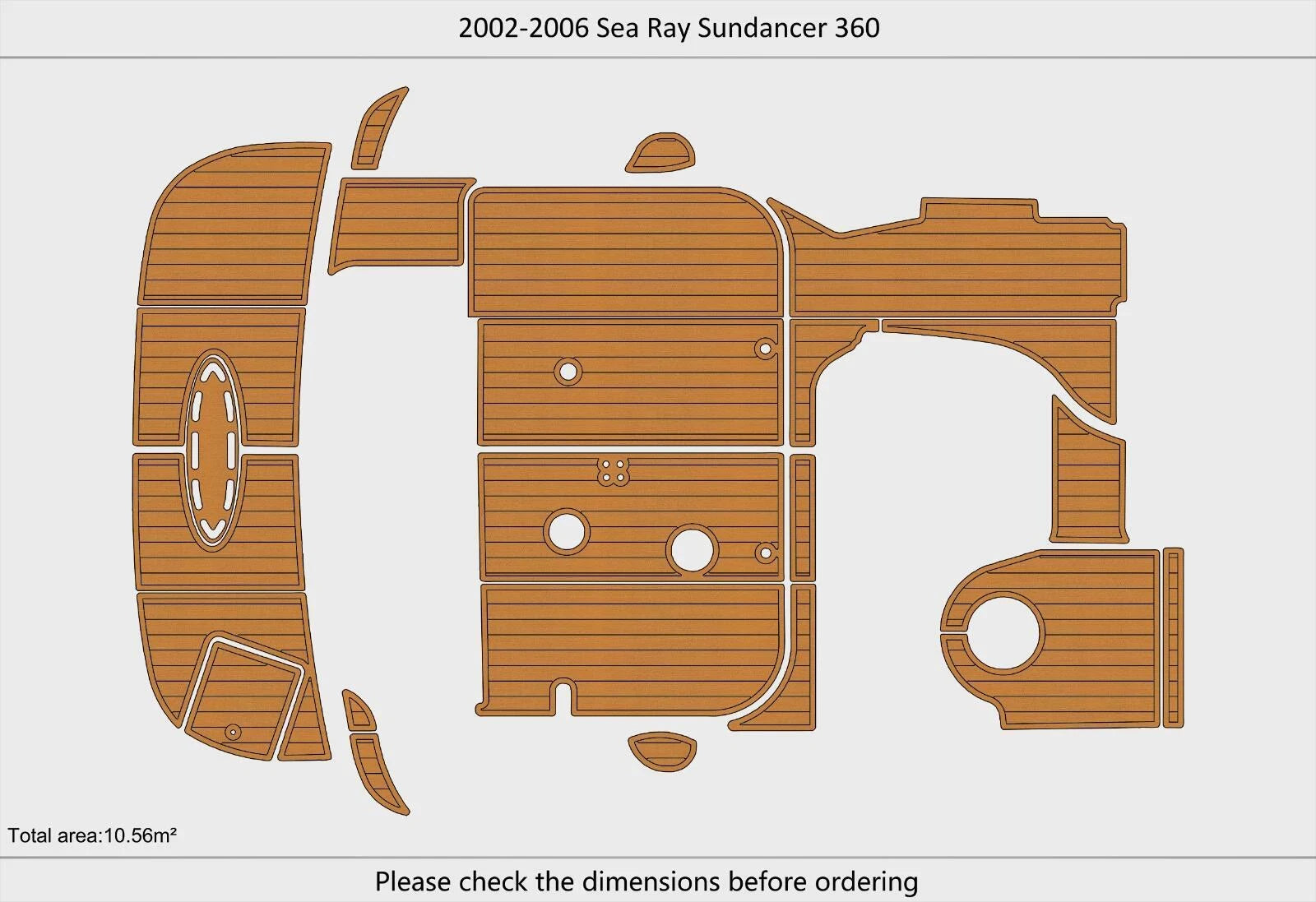 EVA Pads for Sea Ray 360 Sundancer (2002) - Cockpit Swim Platform Teak Deck
