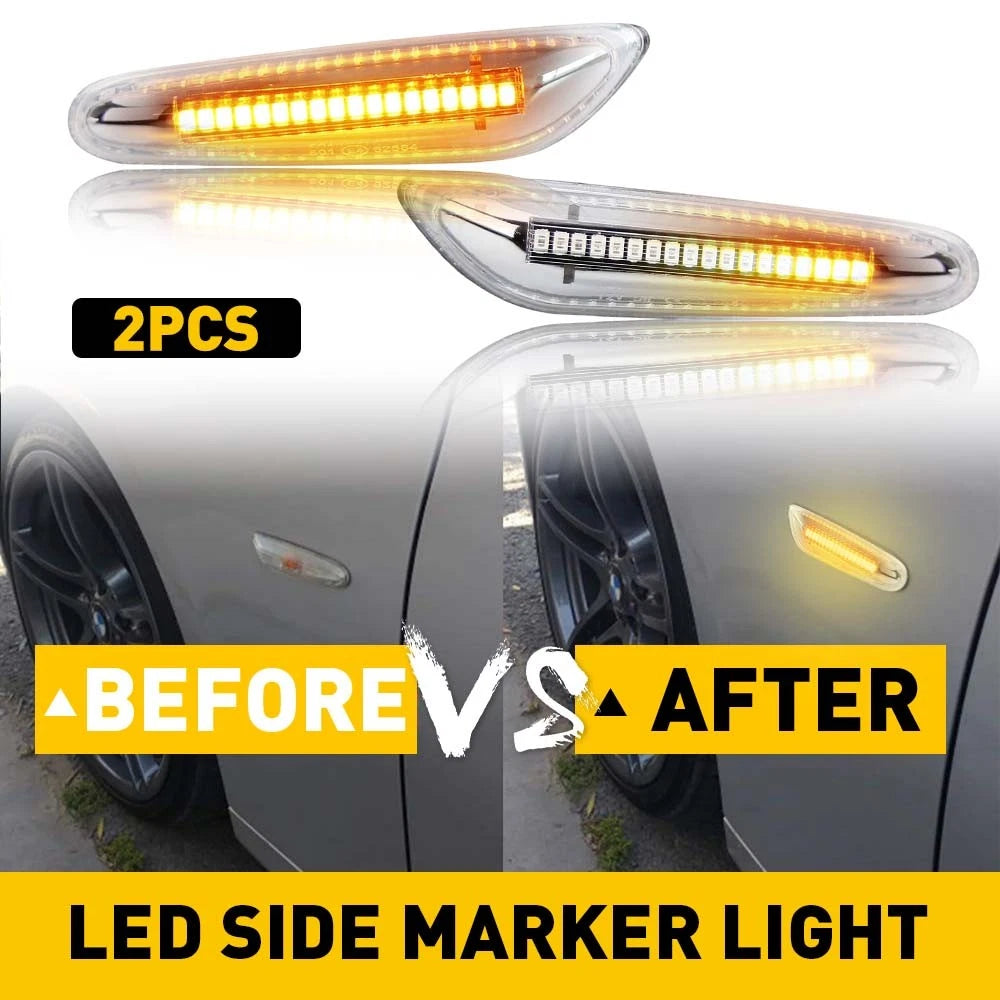 Dynamic Clear LED Side Marker Turn Signal for BMW E90 E83 E92 E82 E46 E60 (2006–2013)