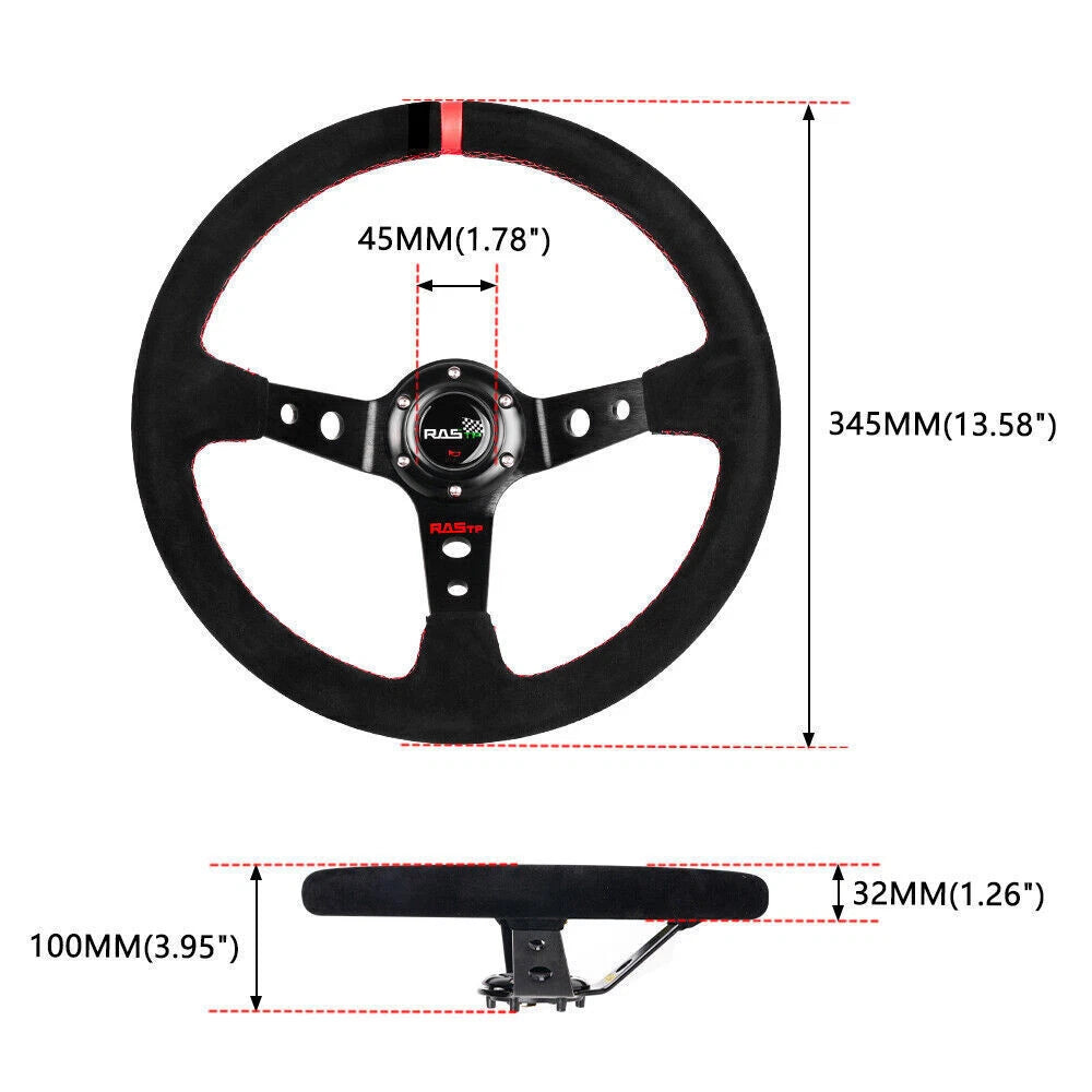 14in Steering Wheel with Quick Release for BMW E30 M3 M5 318i 528e