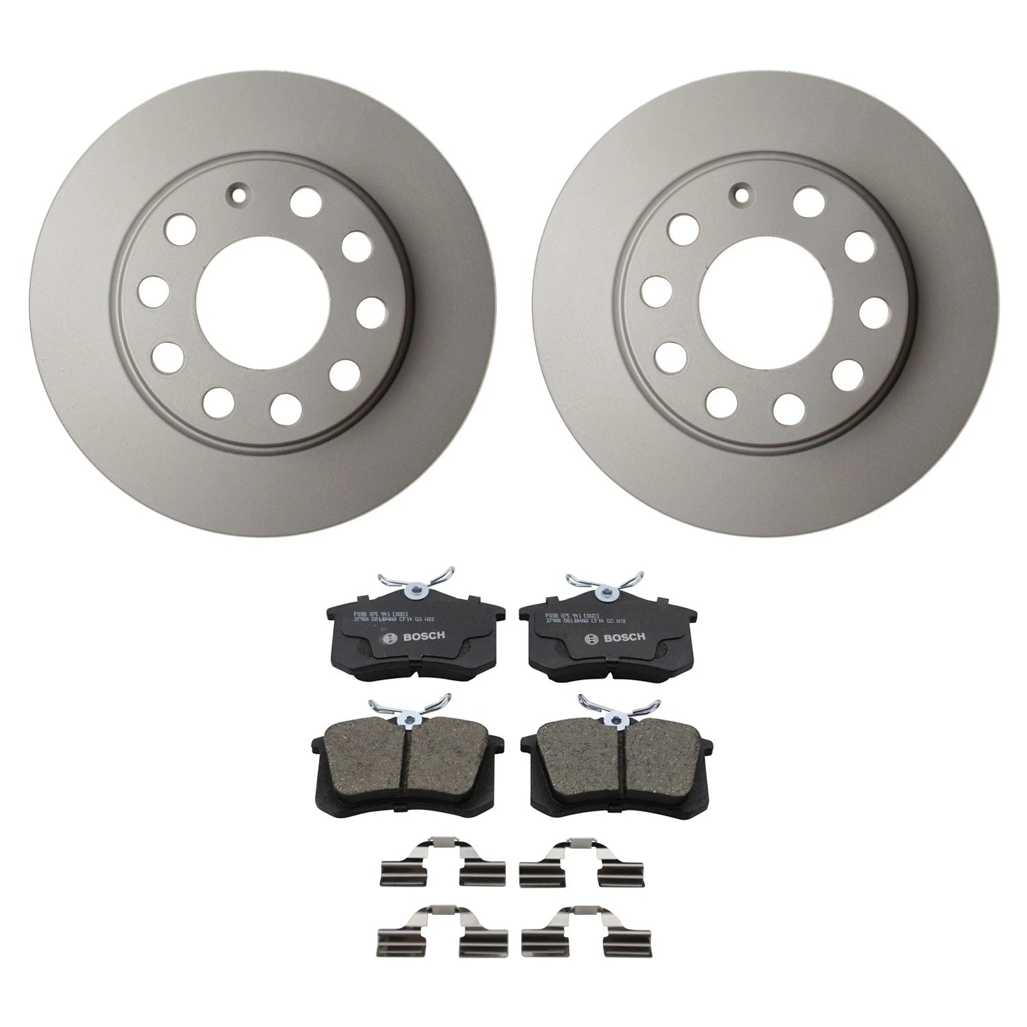 Hella Rear Solid Rotor & Bosch QuietCast Ceramic Disc Brake Pad Kit for A4 Quattro (2002–2008)