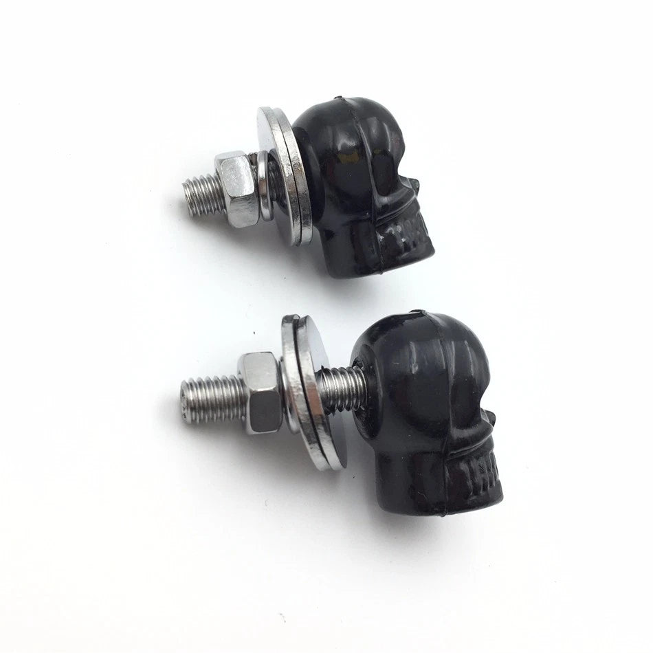 Set of 4 Black 3D Skull Zombie License Plate Bolts Screws for Universal Fit
