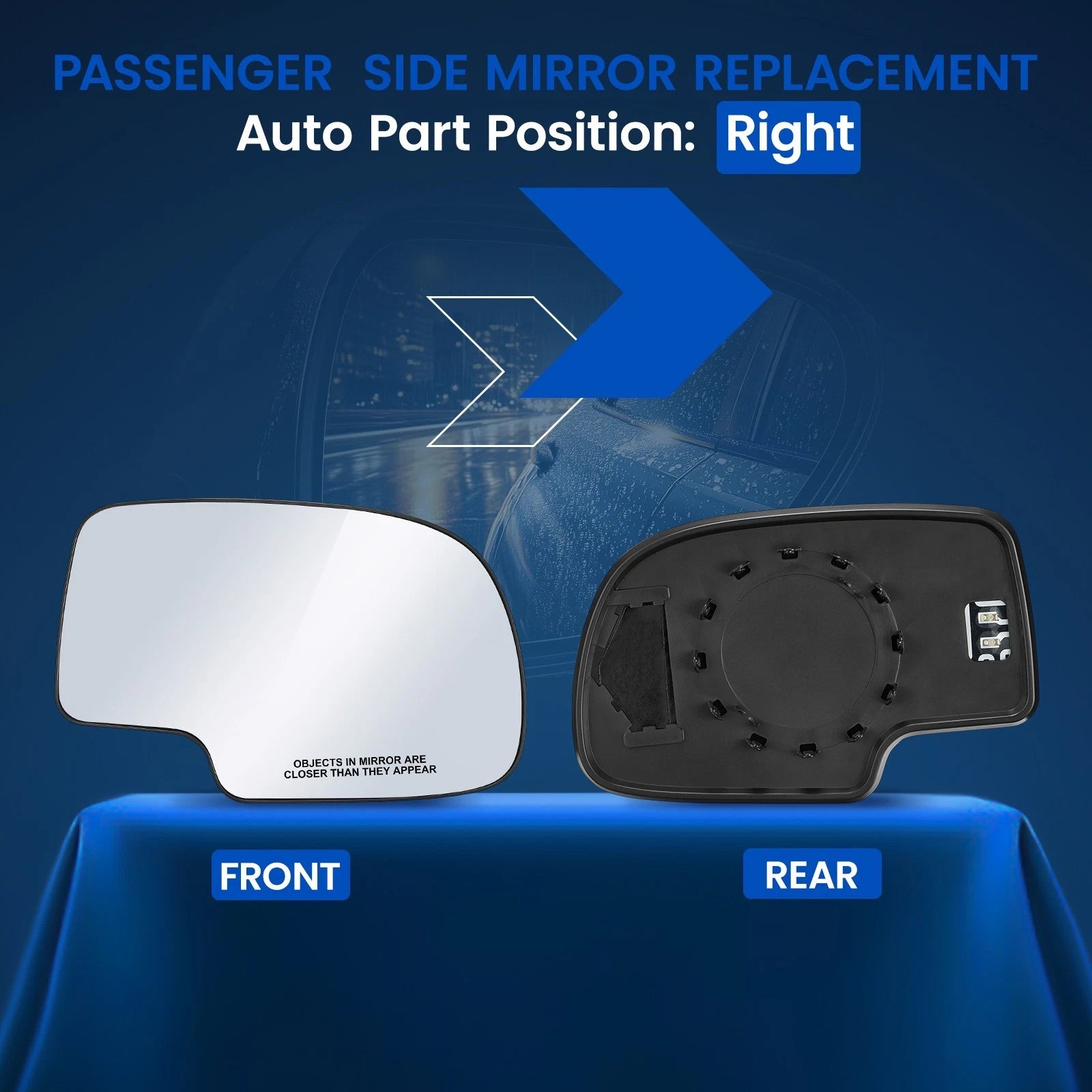 Passenger Power Heated Mirror Glass for Chevy Silverado HD/Suburban HD (2001–2006)