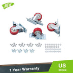 Set of 4 Heavy Duty 3" Swivel Caster Wheels with Brakes