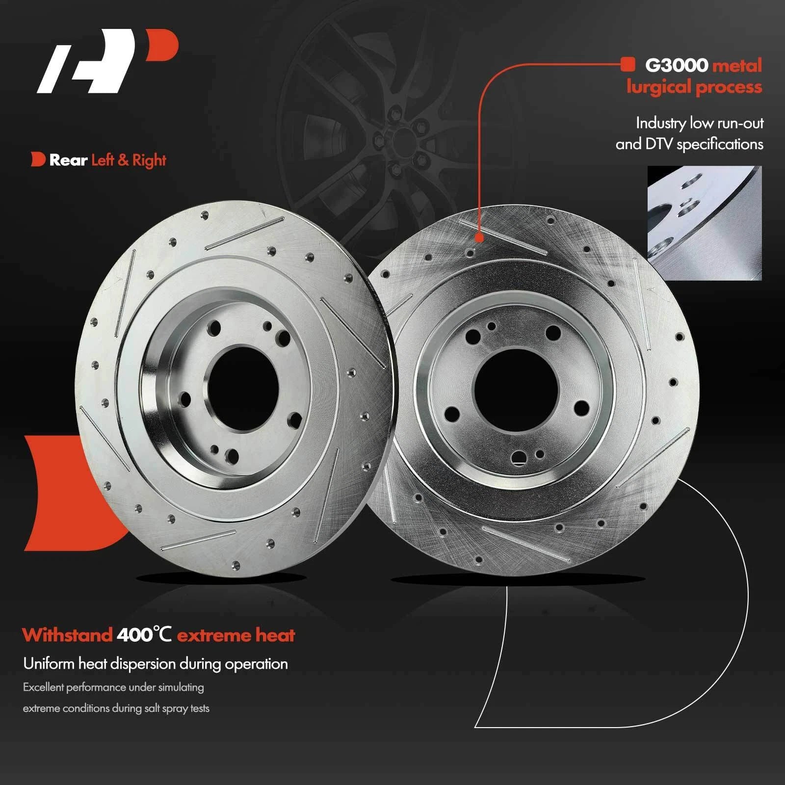 Rear Side Drilled Brake Rotor & Ceramic Pad for Mitsubishi Outlander (2014–2021)