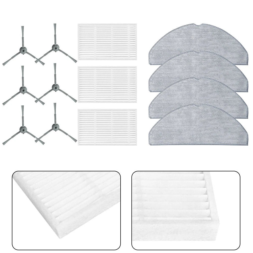 Set of 1 Side Brushes, HEPA Filters, Mop Cloth for Haier HSR M3 Robot Vacuum