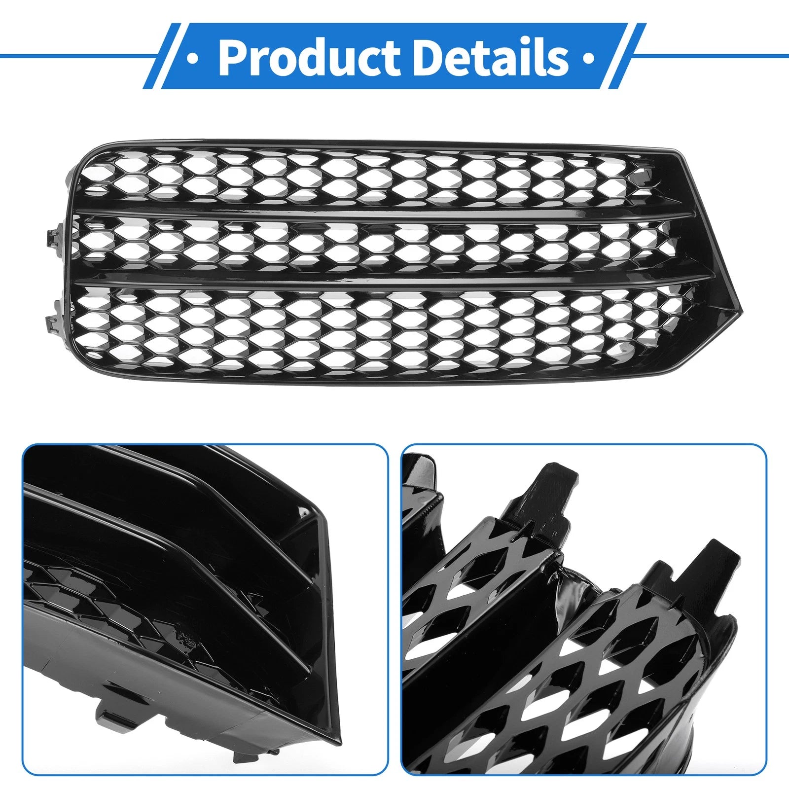 Fog Light Grill for Audi A1 (2010–2018) No. 8XA807682B Honeycomb Black
