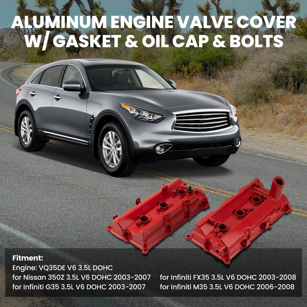 2pc Aluminum Engine Valve Covers with Gasket for Nissan 350Z (2003-2009)