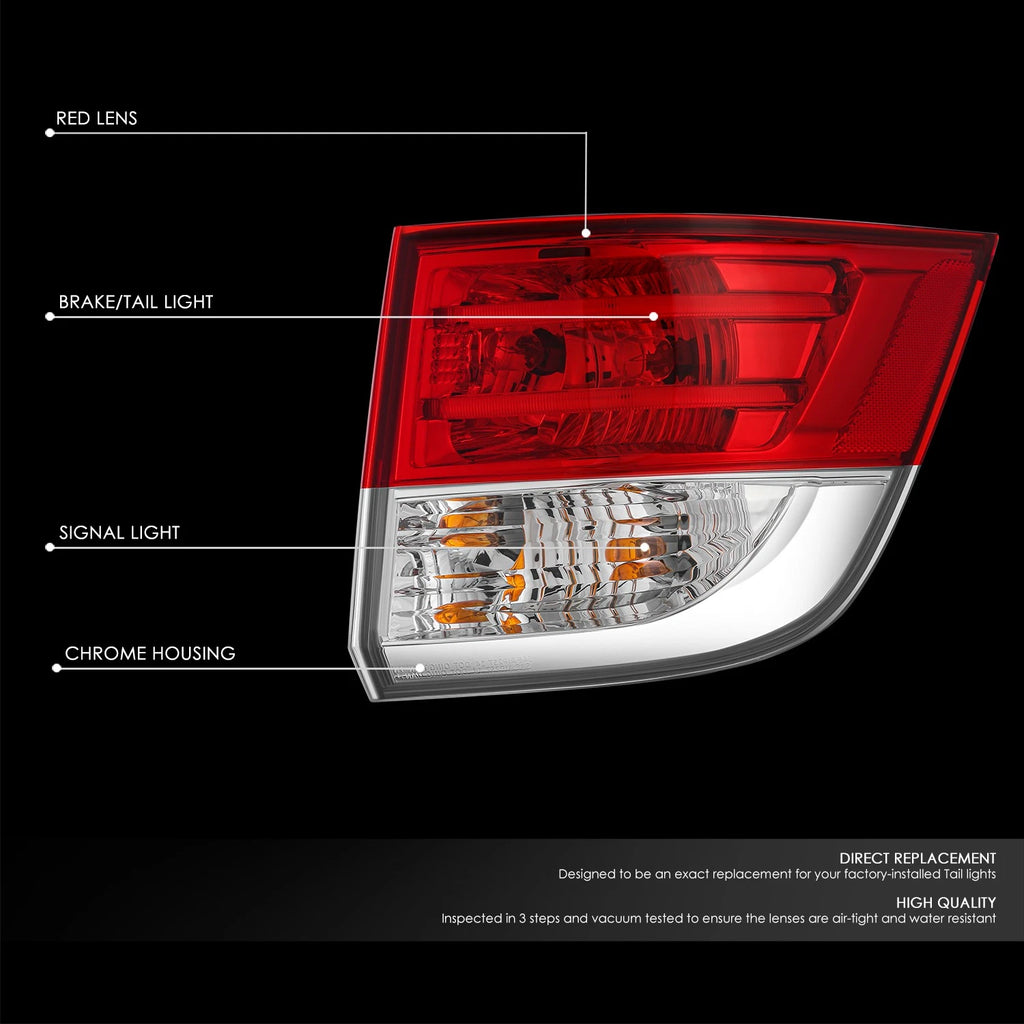 Chrome Red Passenger Right Outer Taillight Assembly for Honda Odyssey (2014–2017)