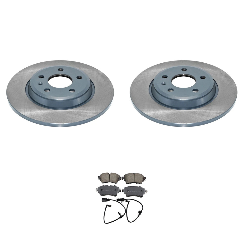 Set of 2 DuraGo Rear Rotors & Akebono EURO Ceramic Pads for Audi A4 A5 (2008–2020)