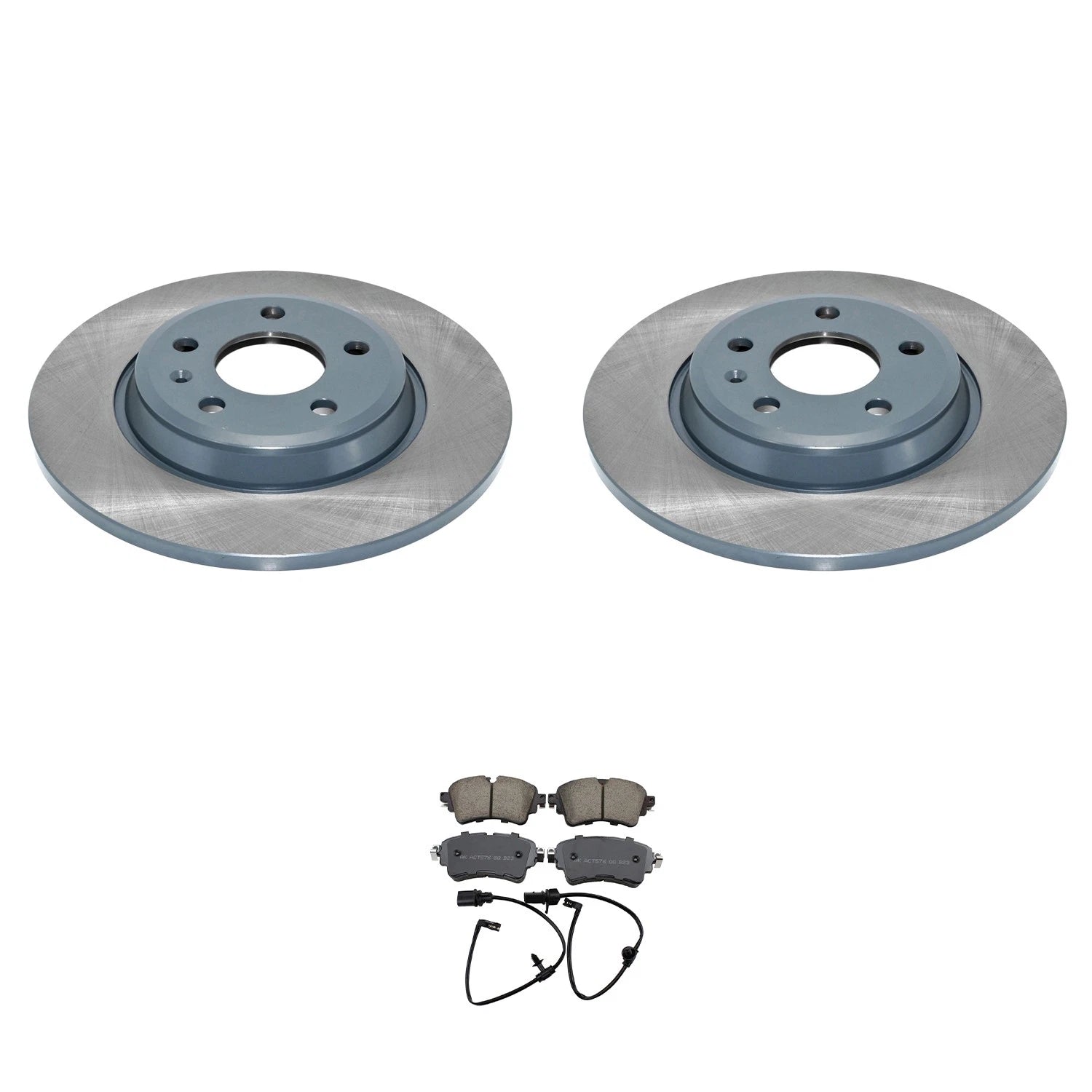 Set of 2 DuraGo Rear Rotors & Akebono EURO Ceramic Pads for Audi A4 A5 (2008–2020)