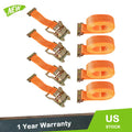 Set of 4 E-Track Ratchet Tie Down Straps for Enclosed Cargo Van (4400 lbs)