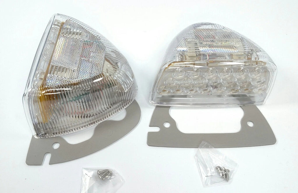 Amber LED Side Turn Signals Pair w Clear Lenses for Peterbilt 379 378 (2010–2020)
