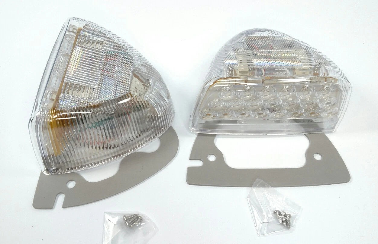 Amber LED Side Turn Signals Pair w Clear Lenses for Peterbilt 379 378 (2010–2020)