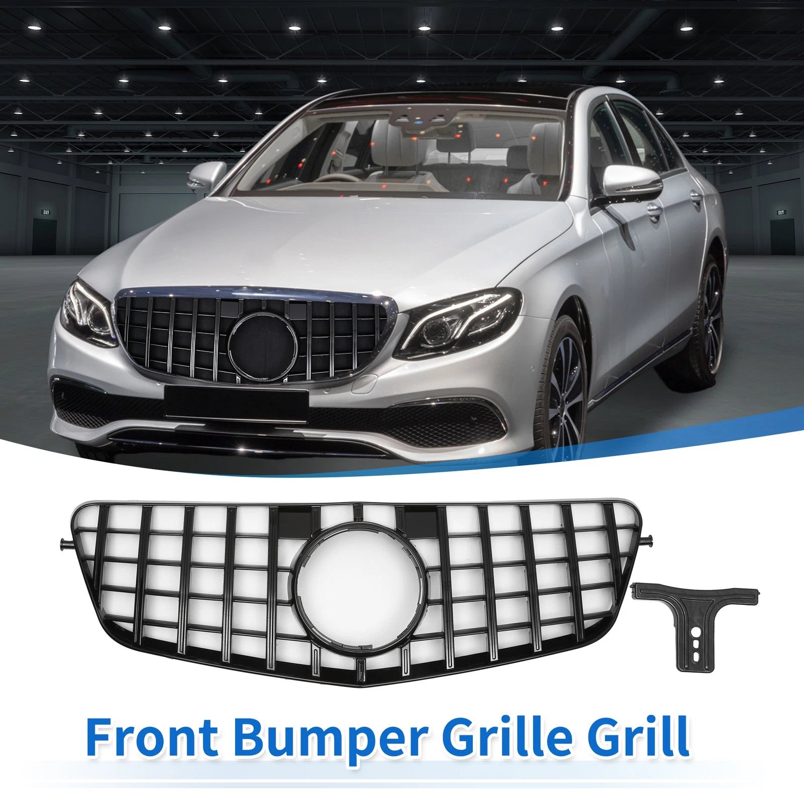 Front Upper Bumper Grille for Mercedes-Benz E300 (2009–2013) Black