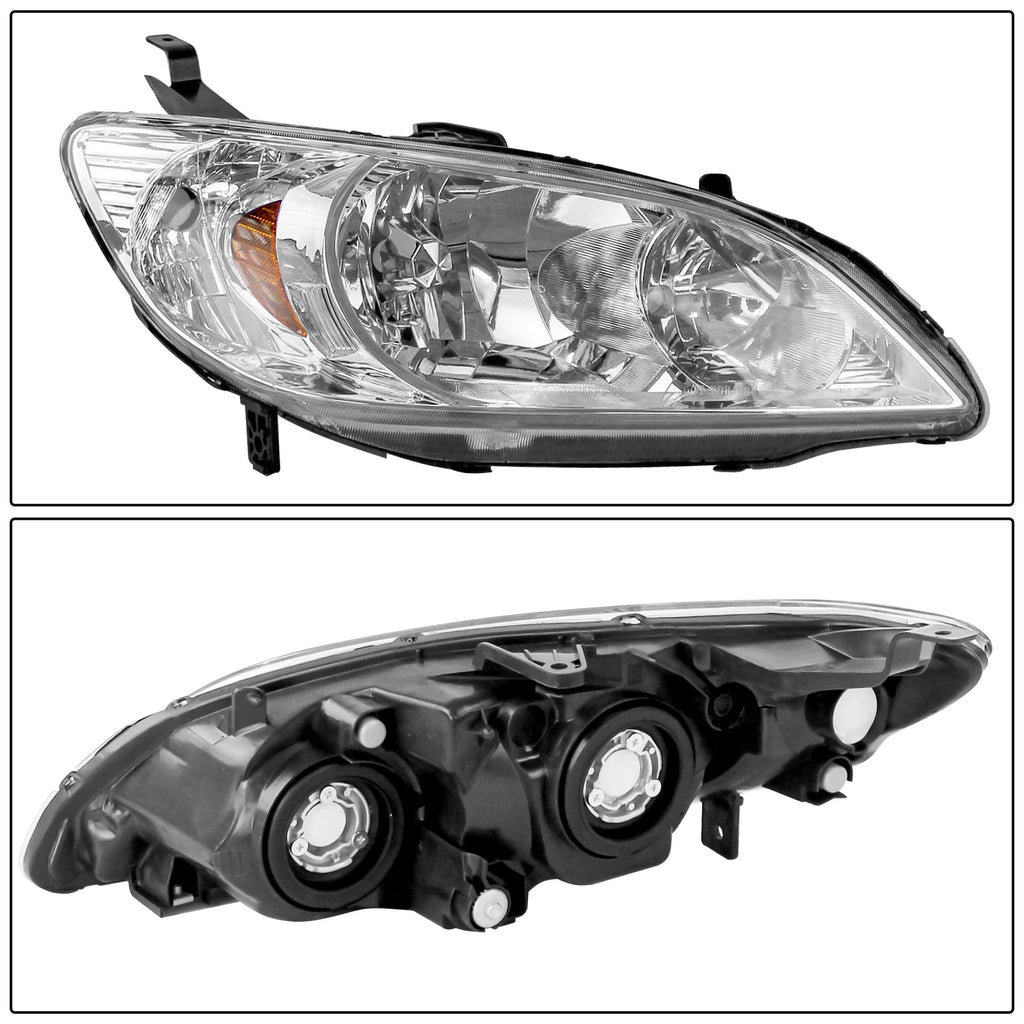 Pair Chrome Headlights Amber Corner Lamps for Honda Civic (2004–2005)