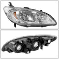 Pair Chrome Headlights Amber Corner Lamps for Honda Civic (2004–2005)