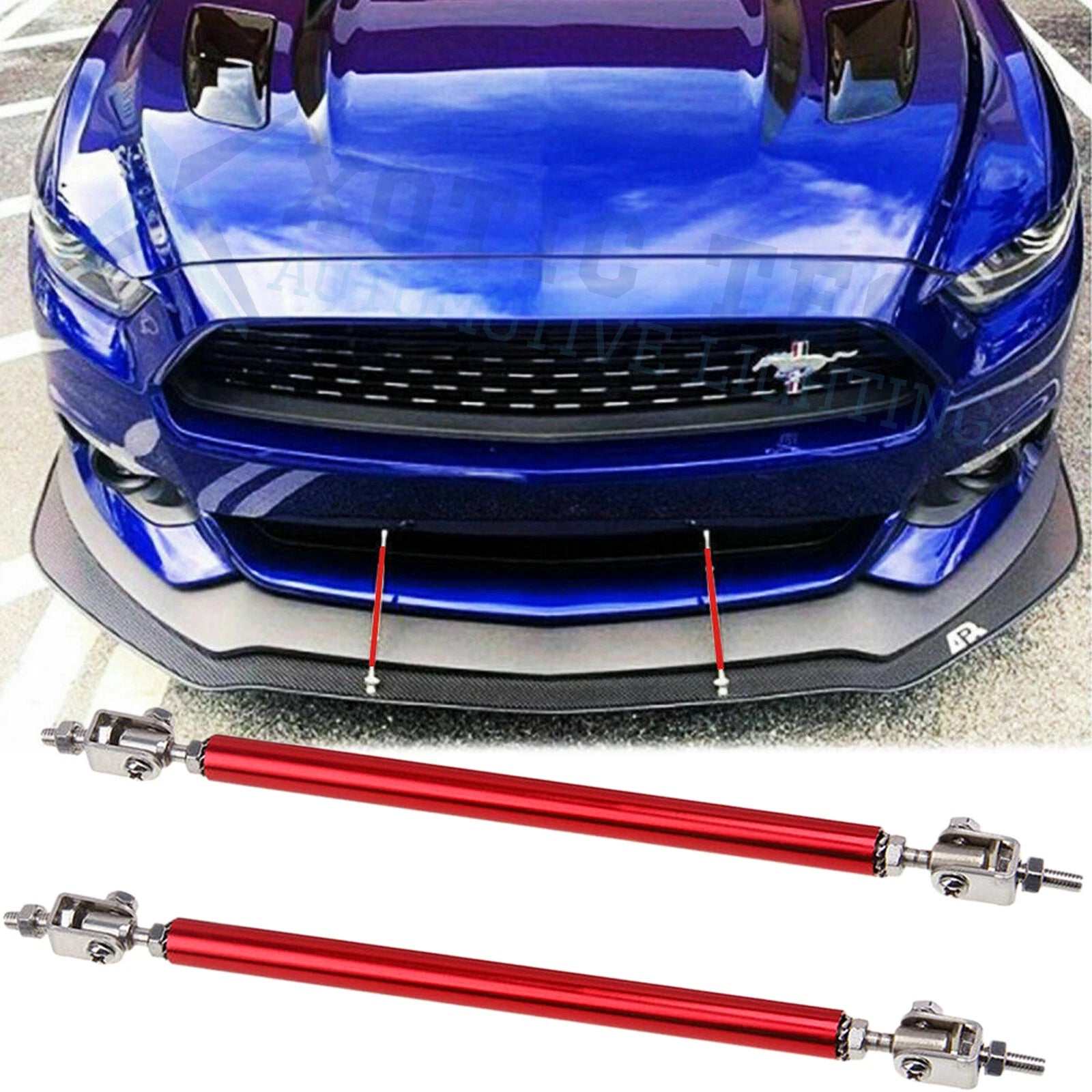 Red Adjustable Front Bumper Lip Splitter Strut Rod Tie Support Bar for Universal (2pc) (2000–2020)