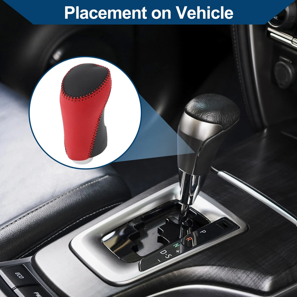 Gear Shift Knob Cover for Chevrolet Malibu (2016–2020) Red Black Faux Leather