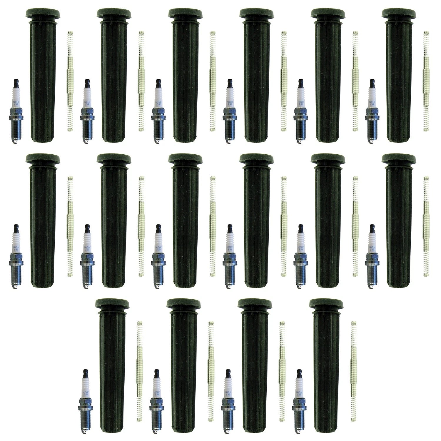 Set of 16 NGK Laser Iridium Spark Plugs & Coil Boots for Charger 6.2L V8 (2011–2023)