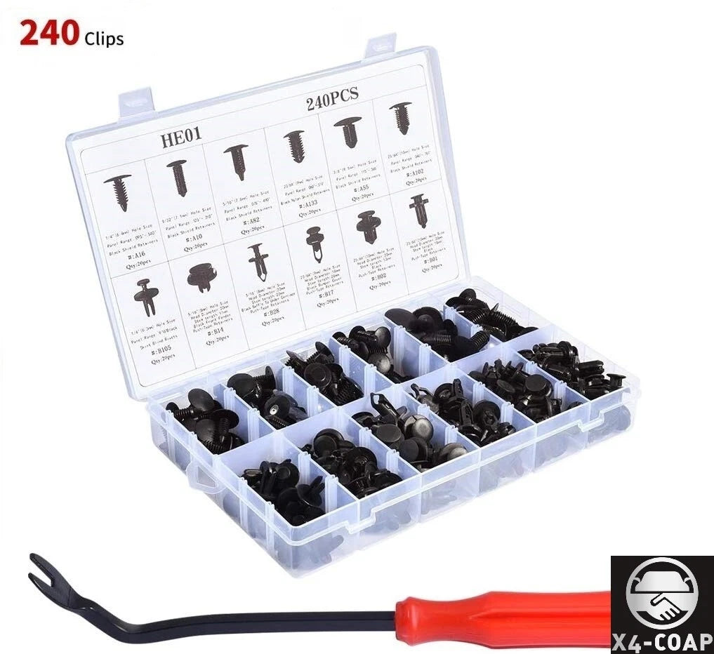 240pcs Car Retainer Clips Fasteners Push Kit for