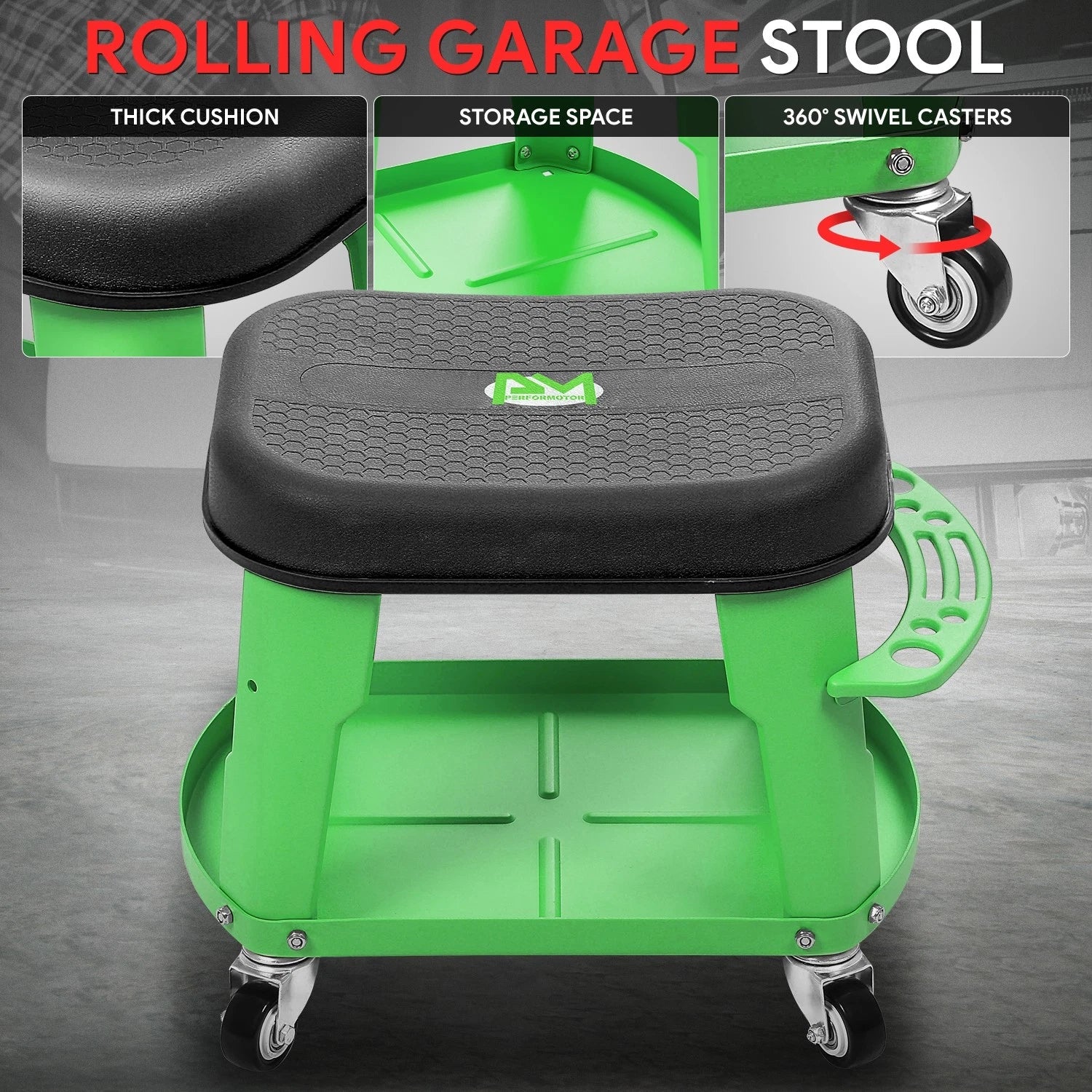 Mechanics Roller Seat for Tool Use (16.14x10.62x13.78in, 300lbs Capacity)