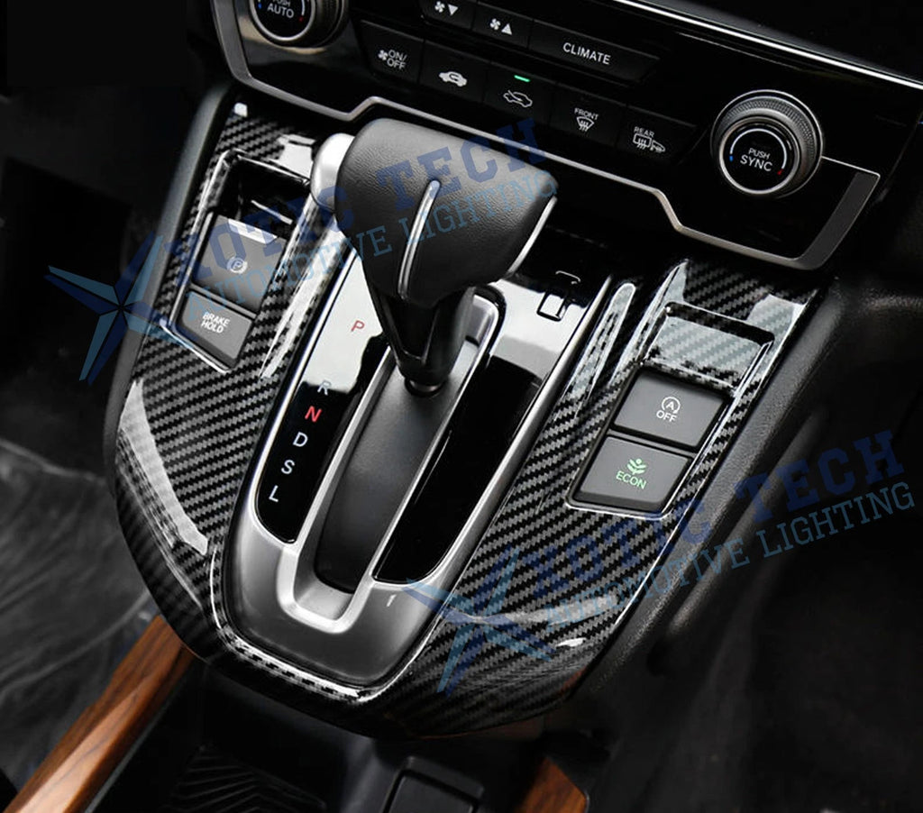 Carbon Fiber Grain Gear Shift Knob Media Panel Cover for Honda CR-V (2017-2022)