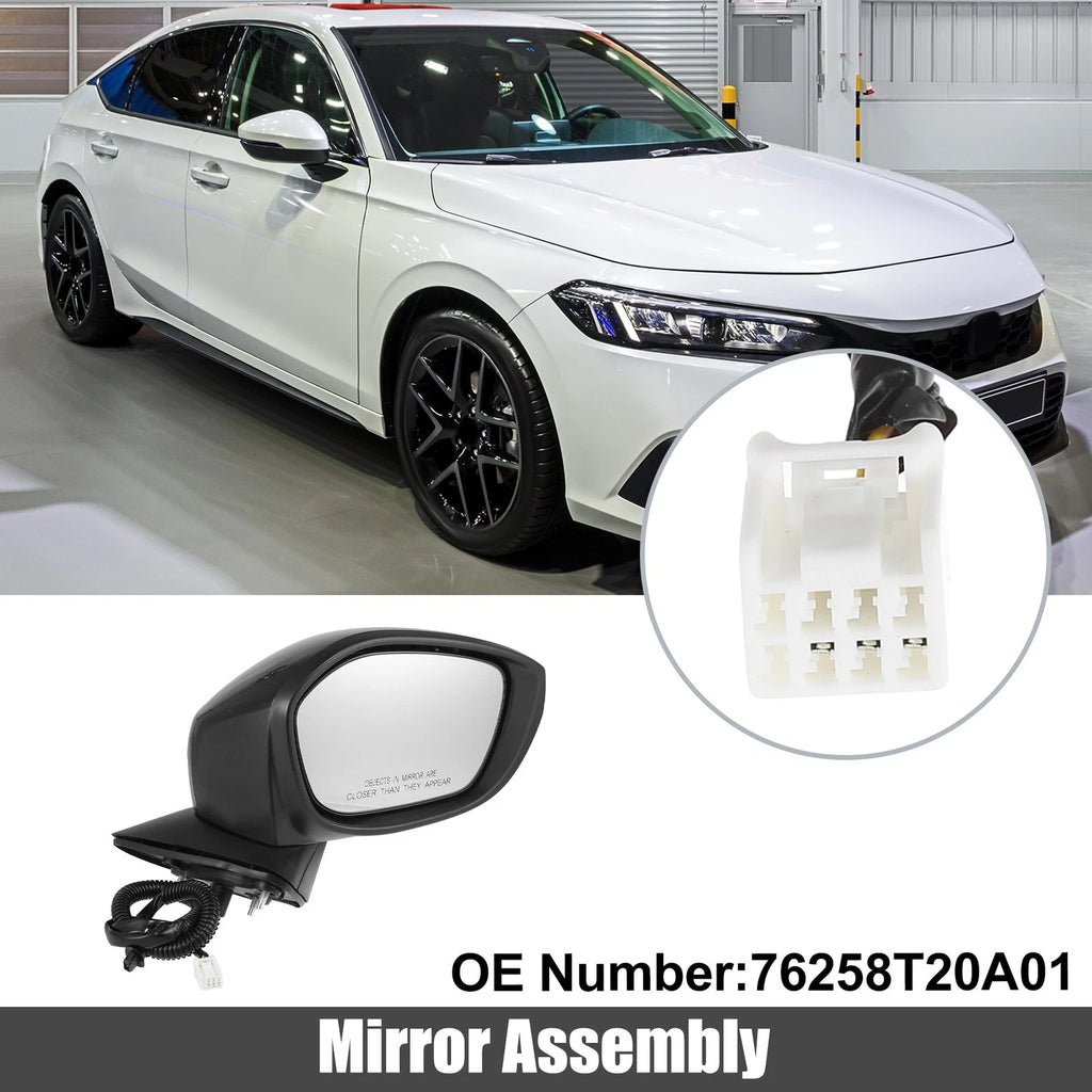 3 Pin Right Side Exterior Door Mirror Assembly Black for Honda Civic (2022–2023)