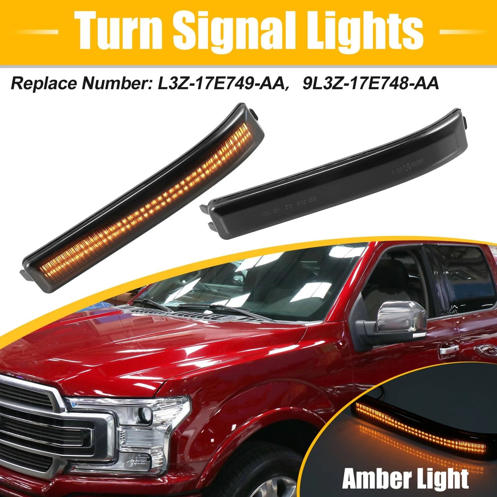 2X Turn Signal Light for Ford F-150 (2009–2014) 9L3Z-17E749-AA 9L3Z-17E748-AA