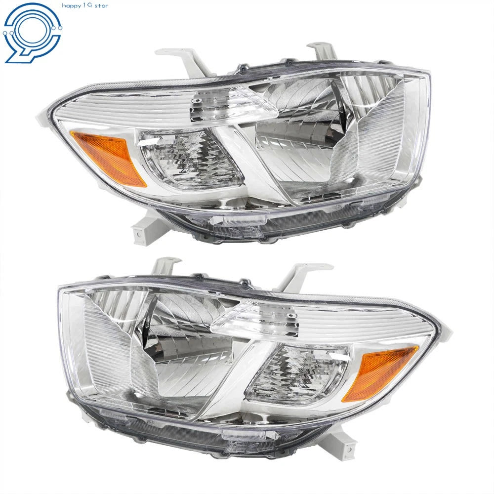 Set of 2 Headlights for Toyota Highlander (2008–2010) Amber