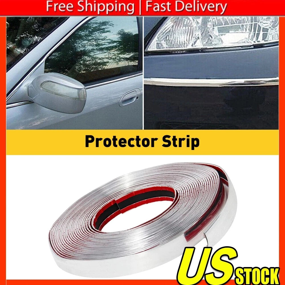 Set of 4 Chrome Trim Molding Strips for Car Body Door Protector