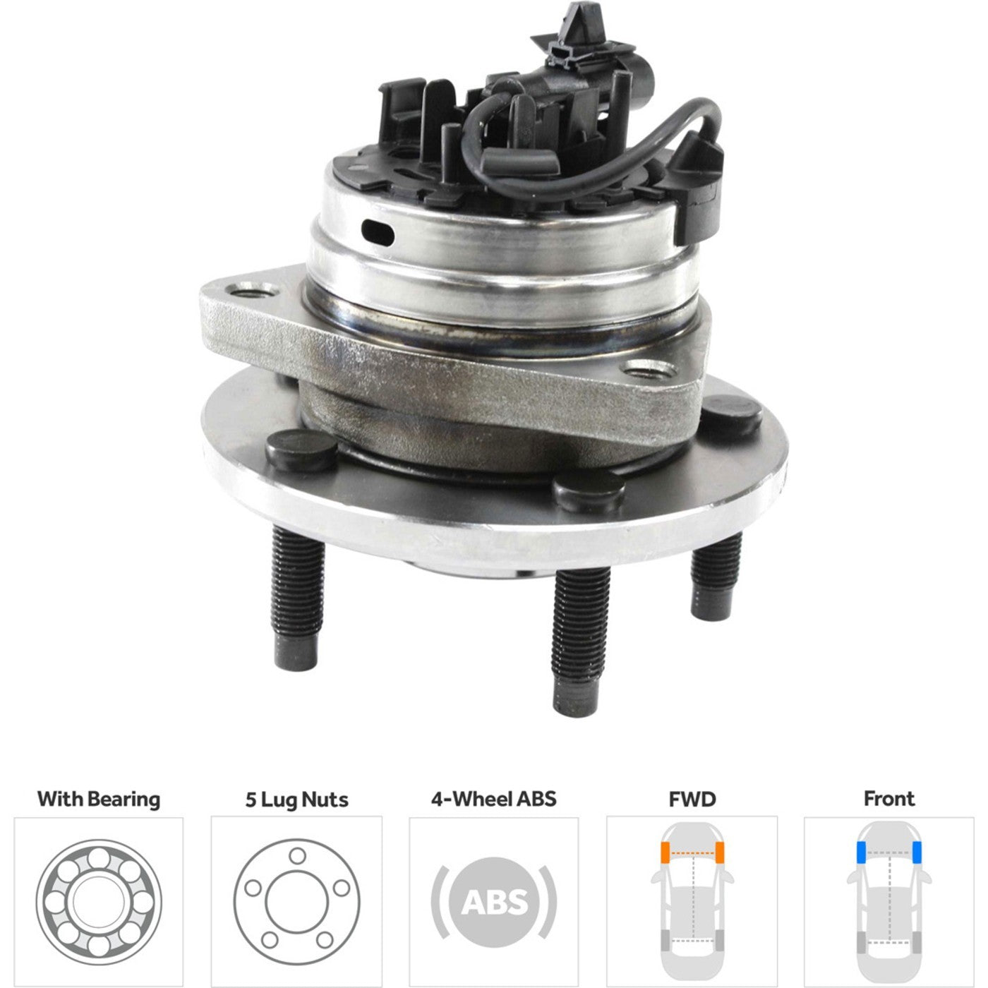 Wheel Hubs for Chevrolet Malibu (2004–2012) Front LH & RH 4-Wheel ABS