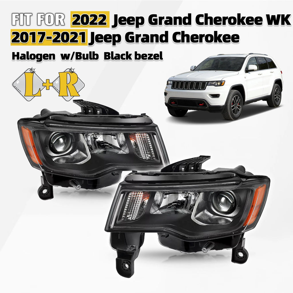 Set of 2 Halogen Projector Headlights for Jeep Grand Cherokee (2017–2021)