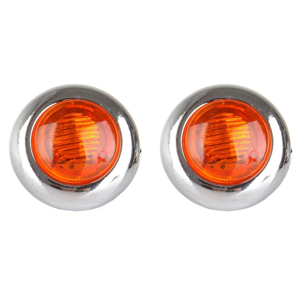 Set of 4 Red/Amber Trailer Bullet Side Marker Lights with Chrome Bezel