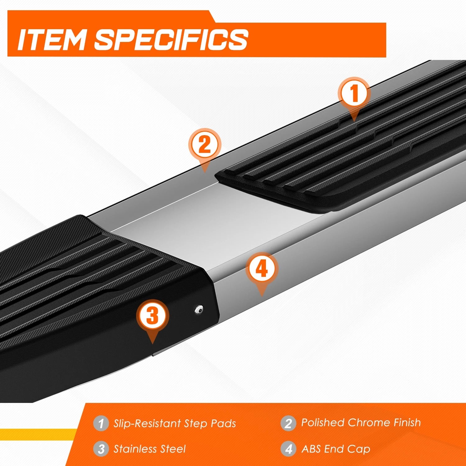 Set of 2 Polished Side Step Nerf Bars for Ford F150 Crew Cab (2015–2022)