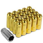 20 PCS Open End M12x1.5 60mm Tall Gold Aluminum Lug Nuts for JDM Vehicles