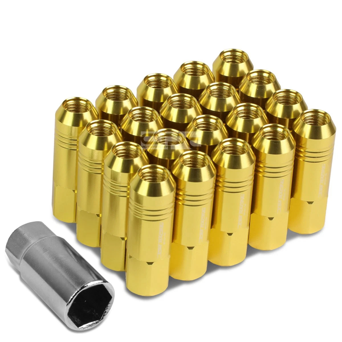 20 PCS Open End M12x1.5 60mm Tall Gold Aluminum Lug Nuts for JDM Vehicles